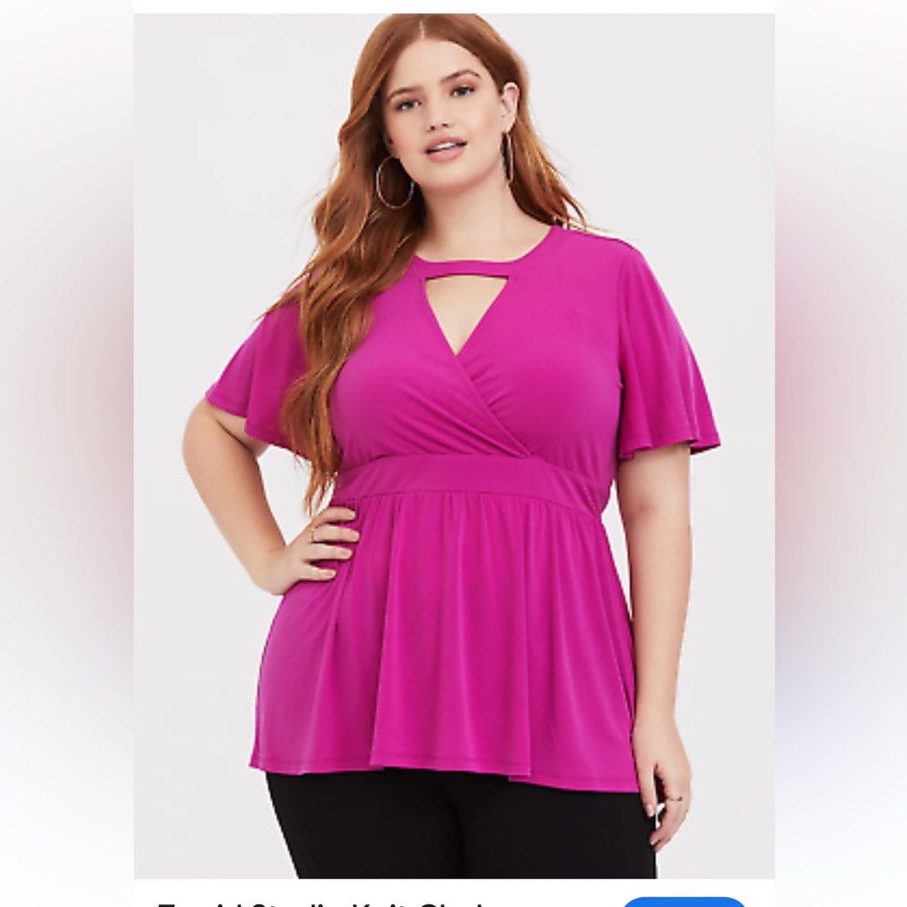 Torrid Studio Knit Choker Neck Surplice Babydoll Top